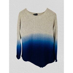 Bloomingdale's OMBRE 100% Cashmere Crewneck Bohemian Sweater Blue Gray Size Med